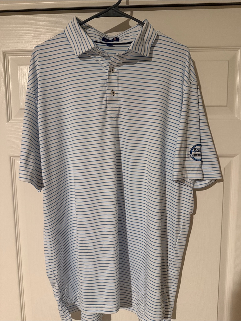 Stitch SAS Championship Men’s Light Blue Striped Polo Shirt